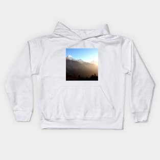 Panoramic Sunset View Of Everest Mountain Kids Hoodie